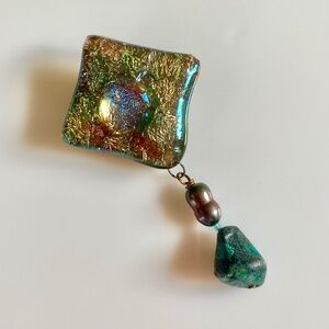 HANDMADE DICHROIC GLASS PIN/BROOCH NWOT